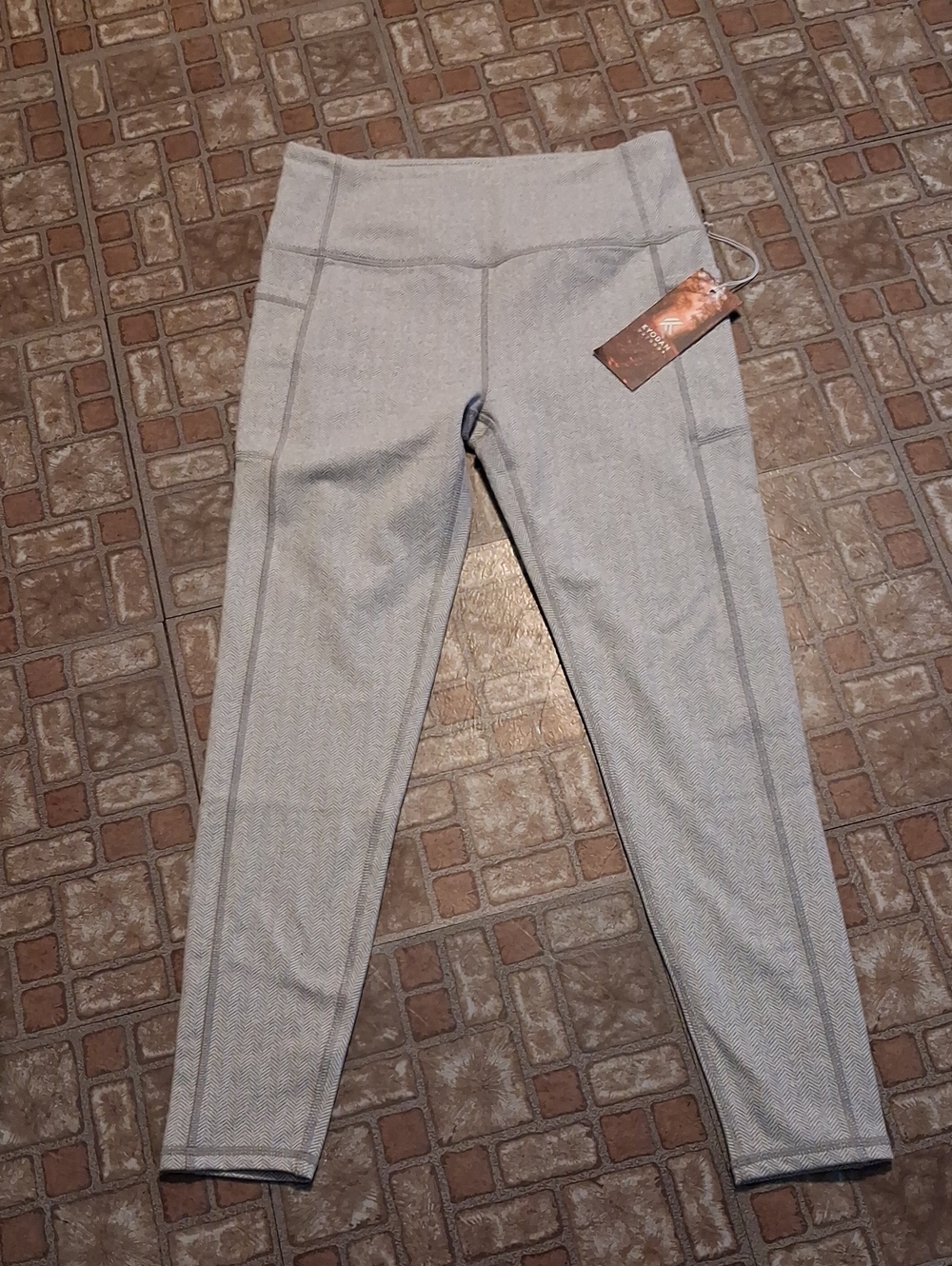 Kyodan Gray Herringbone Knit Leggings NWT